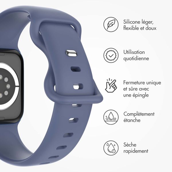 imoshion Bracelet en silicone⁺ Apple Watch Series 1 t/m 9 / SE (38/40/41 mm) | Series 10 / 11 (42 mm) - Taille S/M - Navy