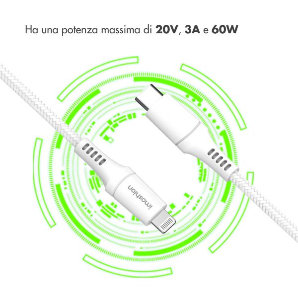 imoshion ﻿Câble Lightning vers USB-C - Non MFi - Textile tressé - 1 mètre - Blanc