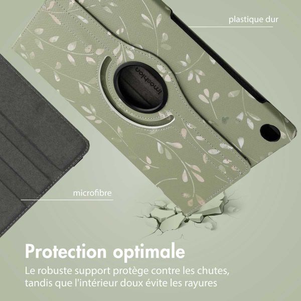 imoshion Coque tablette Design rotatif à 360° Samsung Galaxy Tab A9 Plus - Green Flowers