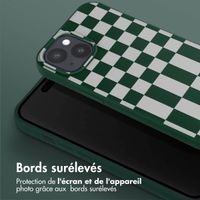 Selencia ﻿Coque design en silicone avec cordon amovible iPhone 15 - Irregular Check Green