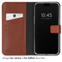 Selencia Étui portefeuille en cuir véritable Apple iPhone 15 Pro Max - Marron clair