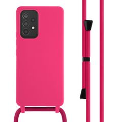 imoshion ﻿Coque en silicone avec cordon Samsung Galaxy A53 - Rose Fluo