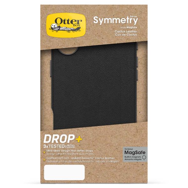 OtterBox Coque en cuir de cactus Symmetry MagSafe Apple iPhone 16 Plus - Noir Ash