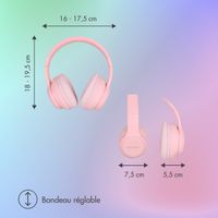 imoshion Casque sans fil pour enfants LED Light - Limiteur de décibels - Avec câble AUX - Rose