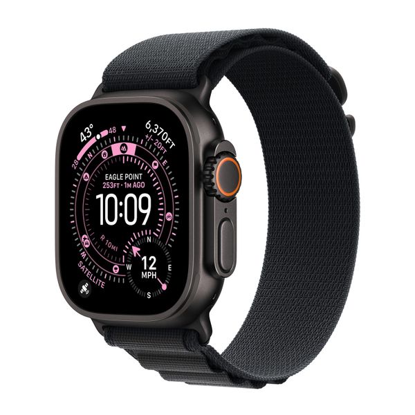 Apple Bracelet Alpine Loop Apple Watch Series 1 - 11 / SE / Ultra (44/45/46/49 mm) - Taille L - Black / Natural Titanium