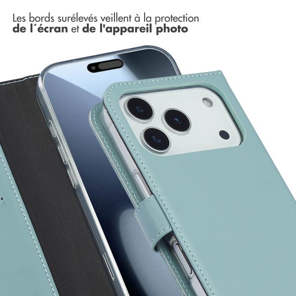Selencia Étui portefeuille en cuir véritable Apple iPhone 17 Pro - Air Blue