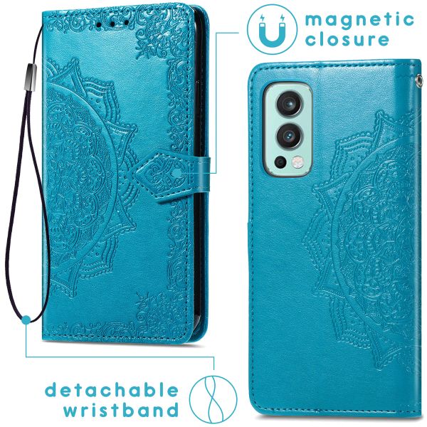 imoshion Etui de téléphone portefeuille Mandala OnePlus Nord 2 - Turquoise