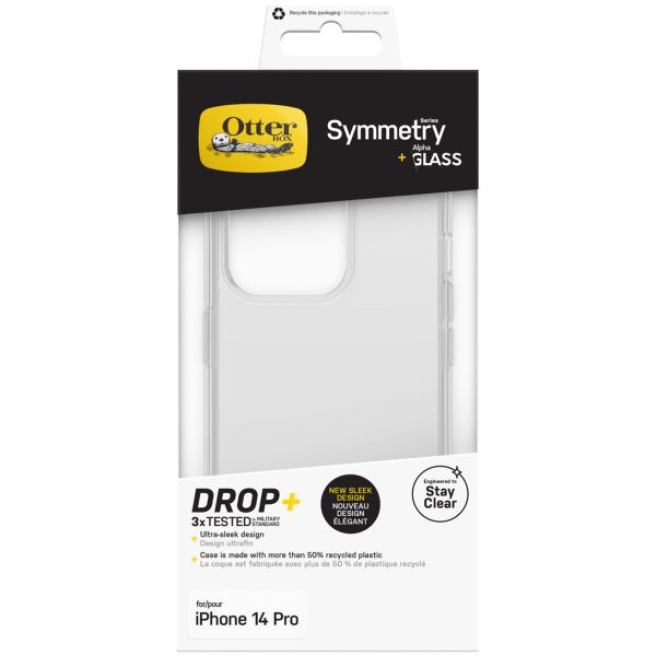 OtterBox Coque Symmetry + Protection d'écran iPhone 14 Pro - Transparent