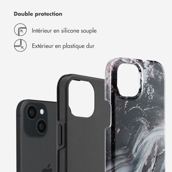 Selencia Coque arrière Vivid Tough iPhone 15  - Chic Marble Black