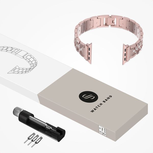 Selencia Bracelet à maillons scintillants Apple Watch Series 1 t/m 9 / SE (38/40/41 mm) | Series 10 / 11 (42 mm) - Rose