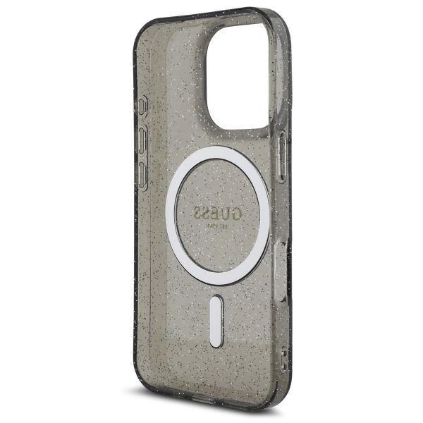 Guess MagSafe IML Glitter Case avec beads strap Apple iPhone 16 Pro - Noir