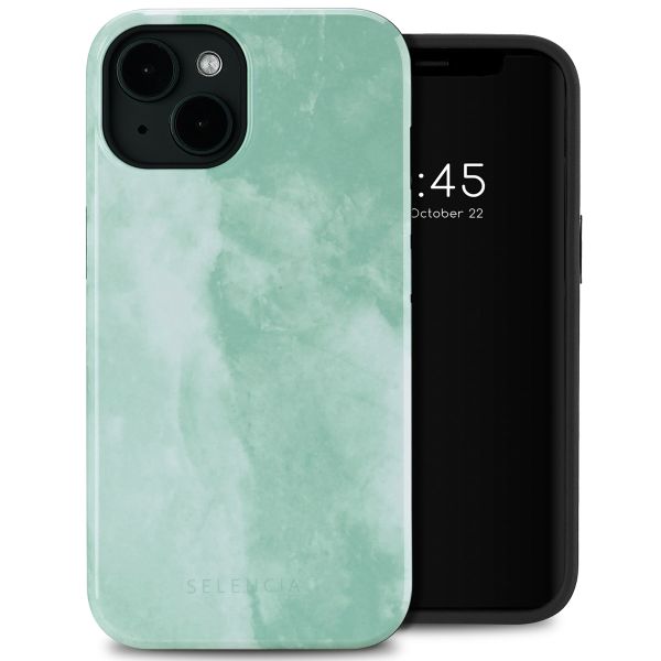 Selencia Coque arrière Vivid Tough avec MagSafe iPhone 14 - Marble Grayed Jade