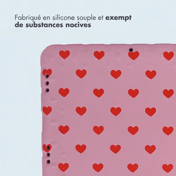 imoshion Coque arrière Kidsproof Design avec poignée Samsung Galaxy Tab A11 Plus / A9 Plus - Cœurs