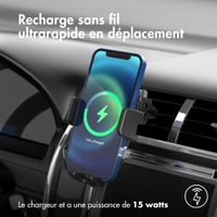 Accezz ﻿Support de téléphone pour voiture - Chargeur sans fil - Grille d'aération - Noir