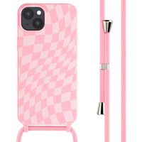 imoshion Coque design en silicone avec cordon Apple iPhone 15 Plus - Retro Pink
