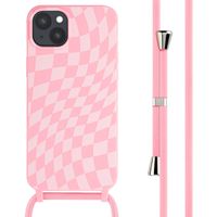 imoshion Coque design en silicone avec cordon iPhone 15 Plus - Retro Pink