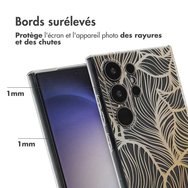 imoshion Coque Design Samsung Galaxy S24 Ultra - Golden Leaves Transparent