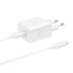 Samsung Adaptateur secteur original avec câble USB-C - Chargeur - Connexion USB-C et USB - Charge rapide - 45 Watt - 1,8 mètres - Blanc