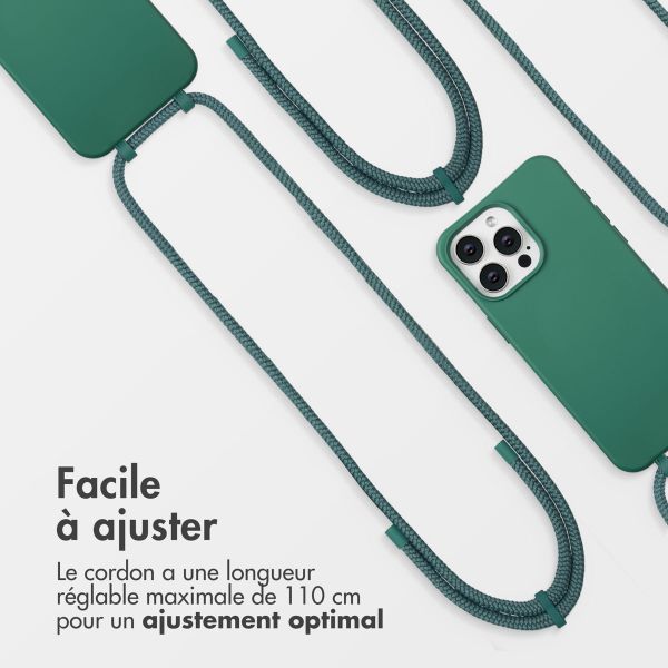 imoshion Coque arrière Color avec cordon amovible et MagSafe Apple iPhone 15 Pro Max - Vert foncé