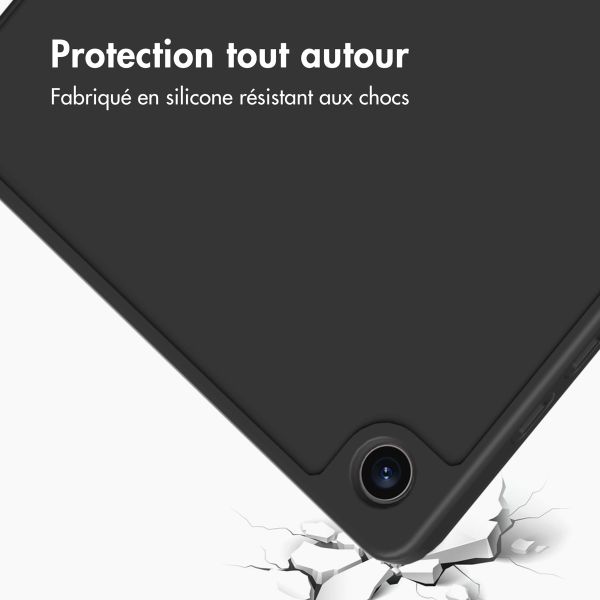 Accezz Étui de téléphone portefeuille Smart Silicone Samsung Galaxy Tab A9 Plus - Noir