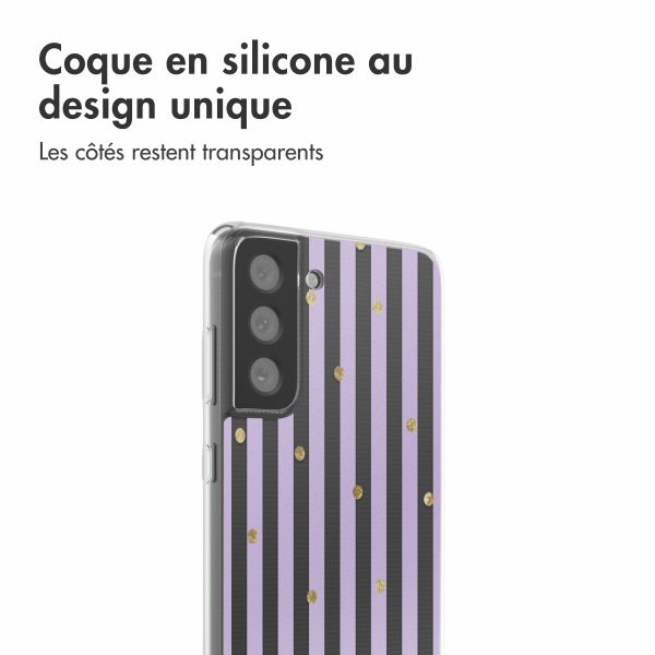 imoshion Coque design pour Samsung Galaxy S21 FE - Sparkle Lines Lavender