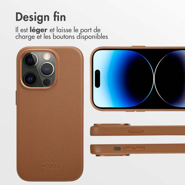 Accezz Coque arrière en cuir avec MagSafe Apple iPhone 14 Pro - Sienna Brown