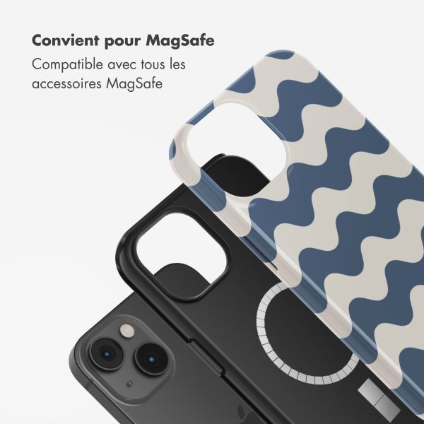 Selencia Coque arrière Vivid Tough avec MagSafe iPhone 14 - Wave Vibes Classic Blue