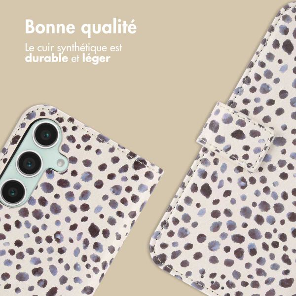 imoshion Étui de télephone portefeuille Design Samsung Galaxy S25 - Black And White Dots