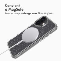 imoshion Coque arrière transparente Pailletée avec MagSafe Apple iPhone 16 - Argent