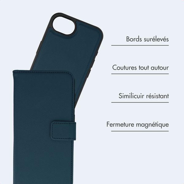 imoshion Étui portefeuille luxe 2-en-1 amovible Apple iPhone 17e / 16e - Bleu