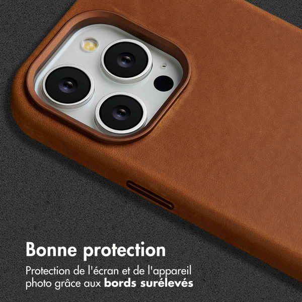 Accezz Coque MagSafe en cuir vintage Apple iPhone 14 Pro - Tabacco Cognac