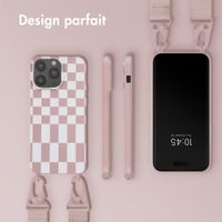 Selencia ﻿Coque design en silicone avec cordon amovible iPhone 14 Pro Max - Irregular Check Sand Pink