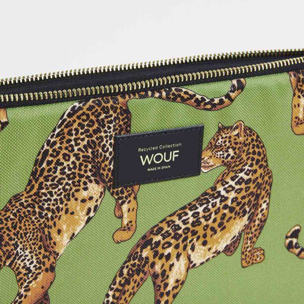 Wouf Pochette ordinateur 15-16 pouces - Daily Olive Leopard