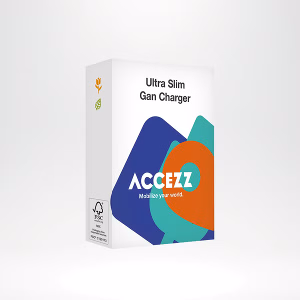 Accezz Chargeur GaN Ultra Slim - USB-C + USB-A - 45 W - Noir