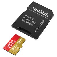 SanDisk microSD Extreme - 512GB - Inclus RescuePro Deluxe - UHS-I/U3/Full HD/4K UHD