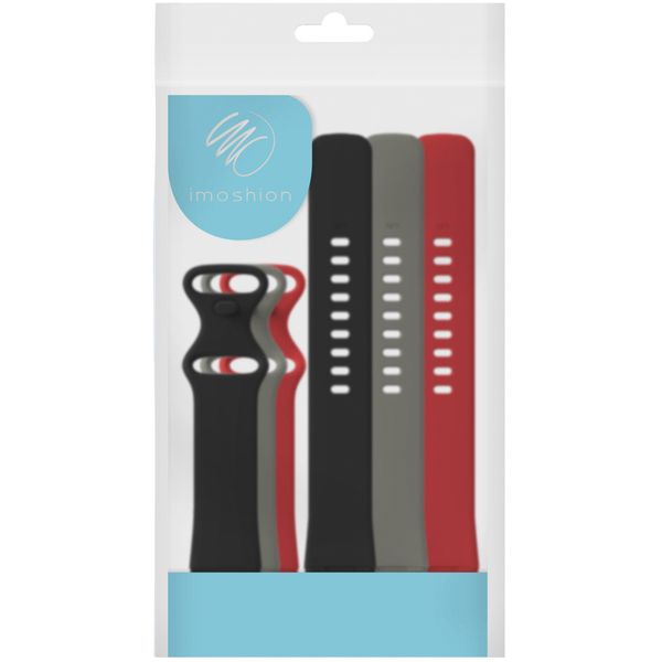 imoshion Multipack bracelet silicone le Fitbit Versa 4 / 3 / Sense (2) - Noir / Gris / Rouge