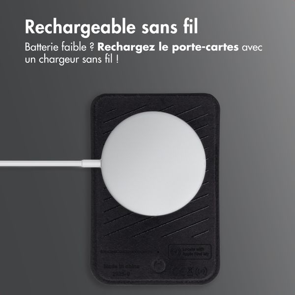Accezz Porte-cartes en cuir magnétique - Compatible avec Apple Find My - Onyx Black