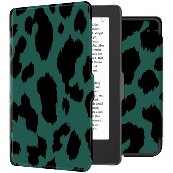 imoshion Étui de liseuse portefeuille design Slim Hard Tolino Shine 4 - Green Leopard