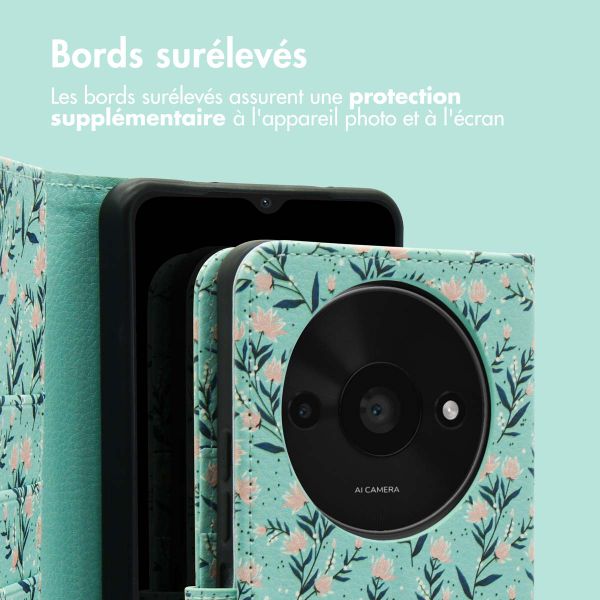 imoshion Étui de télephone portefeuille Design Xiaomi Redmi A3 - Blue Flowers