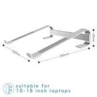 imoshion Socle de bureau pour ordinateur portable - Réglable - Maximum 18 pouces - Aluminium - Argent