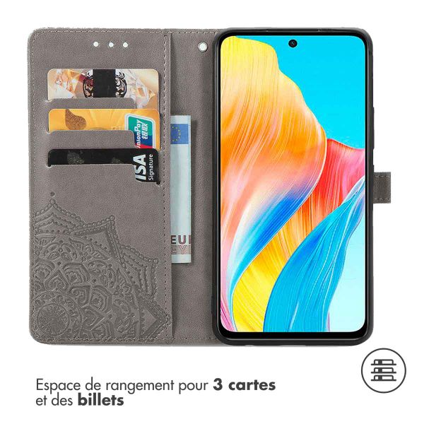 imoshion Etui de téléphone portefeuille Mandala Oppo A98 - Gris