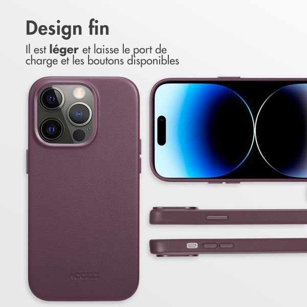 Accezz Coque arrière en cuir avec MagSafe Apple iPhone 14 Pro - Heath Purple