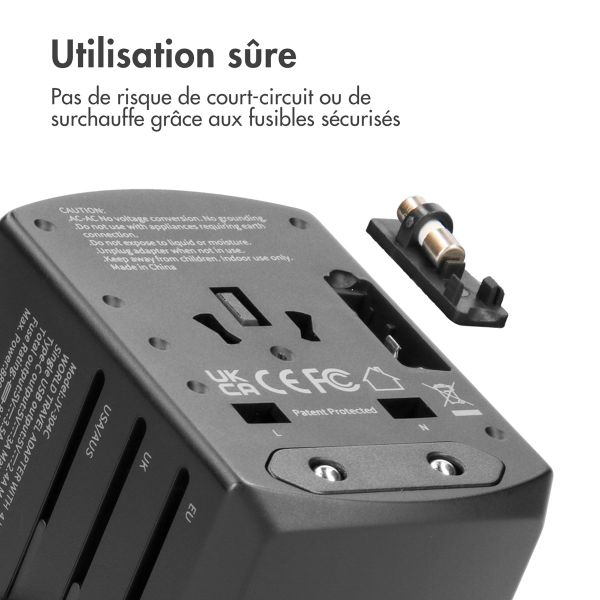 imoshion Prise internationale universelle - USB-C &  USB-A - Noir