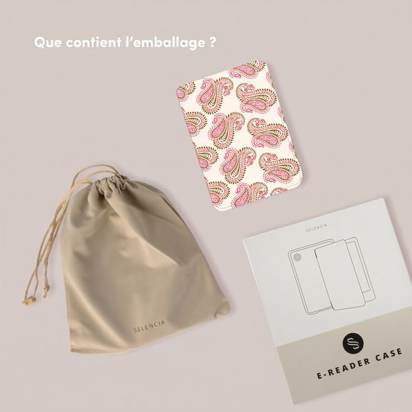 Selencia Étui de liseuse portefeuille Vivid Kobo Clara Colour / Clara BW - Paisley Blush