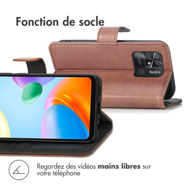 imoshion Étui de téléphone portefeuille Luxe Xiaomi Redmi 10C - Brun