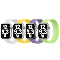 Apple 4 Pack Apple Bracelet Boucle unique en Silicone Apple Watch| 38/40/41/42 mm - Taille 7 - White / Canary Yellow / English Lavender / Sprout Green