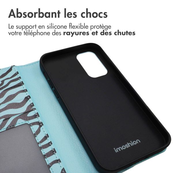 imoshion Étui de télephone portefeuille Design Samsung Galaxy A33 - Black Blue Stripes