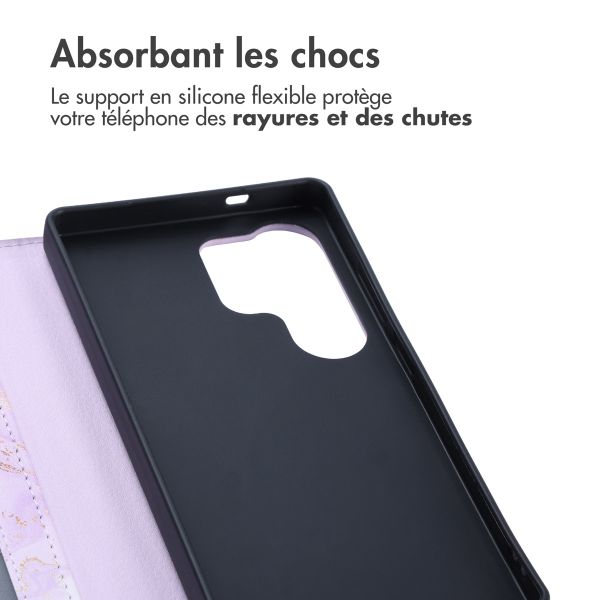 imoshion Étui de téléphone portefeuille Design Samsung Galaxy S25 Ultra - Purple Marble