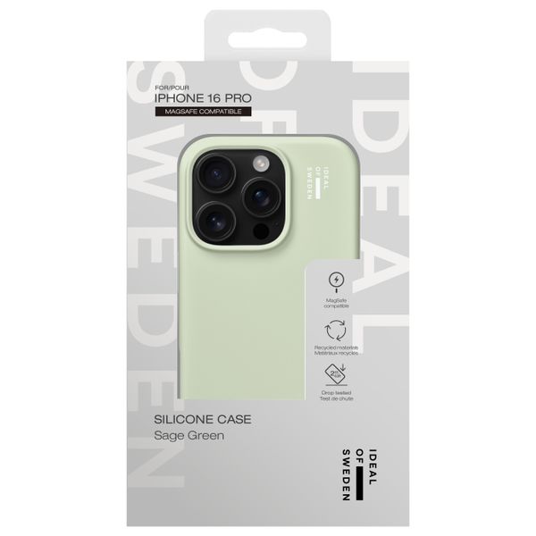 iDeal of Sweden Coque en silicone avec MagSafe Apple iPhone 16 Pro - Sage Green