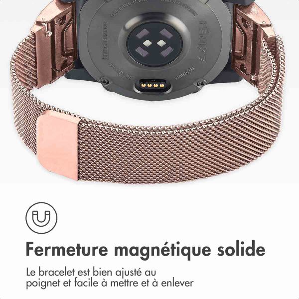 imoshion Bracelet QuickFit® Milanais  - Connexion Garmin 20 mm - Taille L/XL - Rose Gold